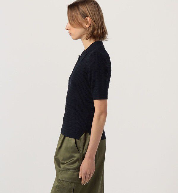 MACPHEE「コットンナイロンケーブル ポロプルオーバー」|ニット・セーター|