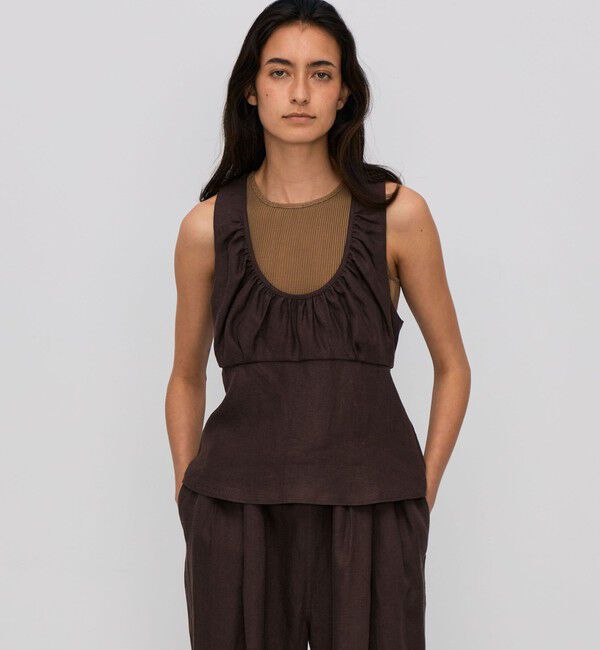 BACCA「リネンツイル バッククロスタンクトップ」|シャツ・ブラウス|