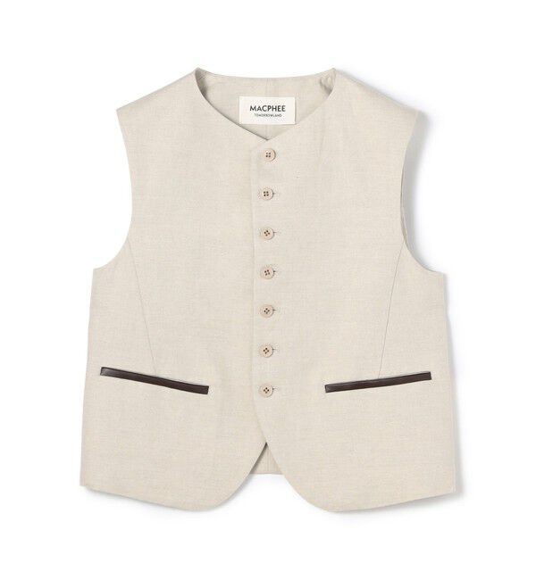MACPHEE「タイニーヘリンボーン コンパクトジレ」|ベスト・ジレ|41 ライトベージュ