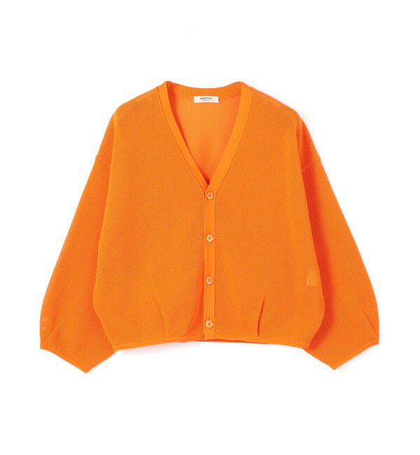 MACPHEE「コットンメッシュ Vネックカーディガン」|カーディガン|27 オレンジ