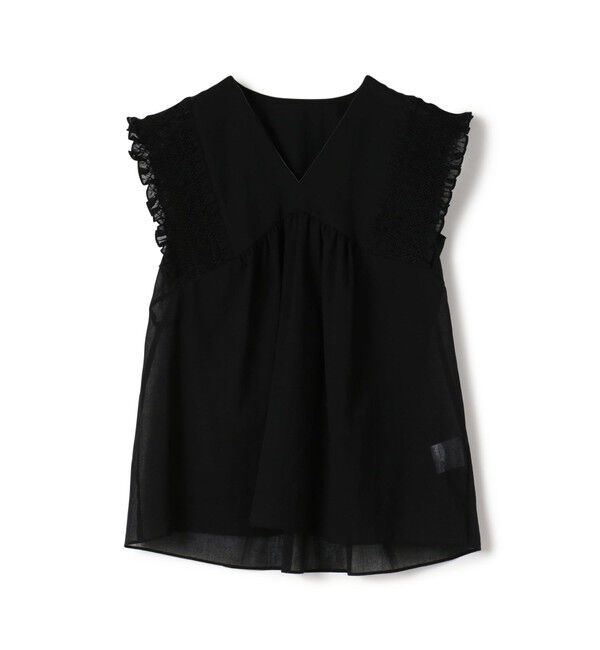 Ballsey「コットンクレープ Vネックブラウス」|シャツ・ブラウス|19 ブラック