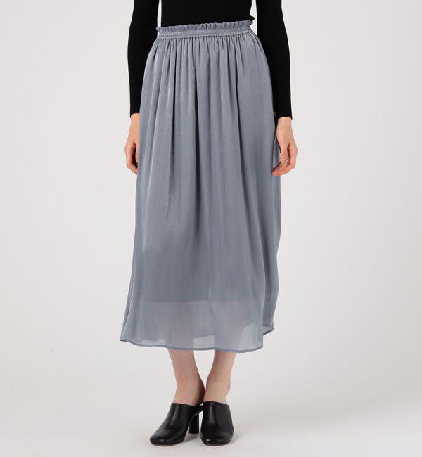 Ballsey「スパークルサテン ギャザースカート」|フレア|