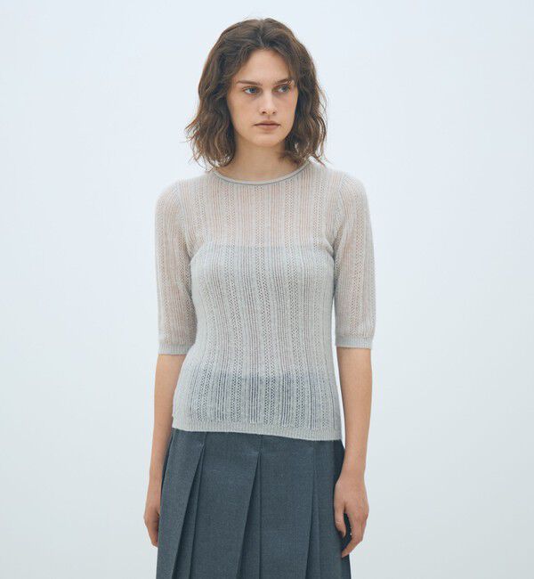 MACPHEE「レーシーアルパカブレンド ハーフスリーブプルオーバー」|ニット・セーター|