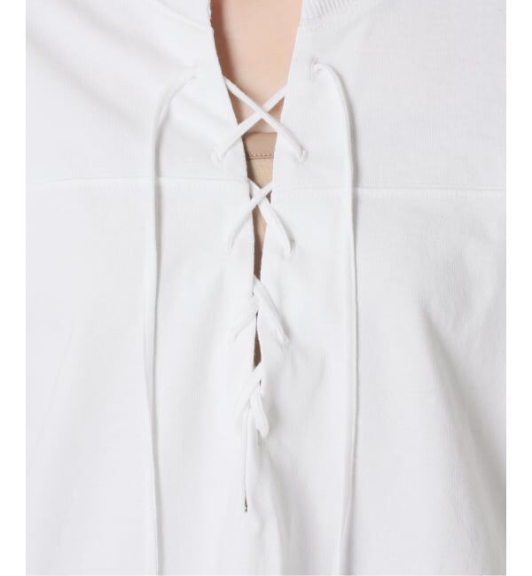  「《予約》[THE MOOD]レースアップロングTシャツ」|Tシャツ・カットソー|