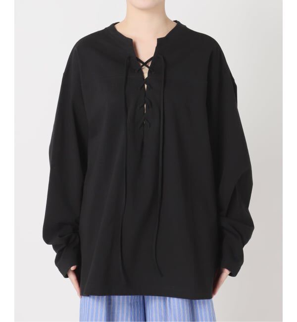  「《予約》[THE MOOD]レースアップロングTシャツ」|Tシャツ・カットソー|