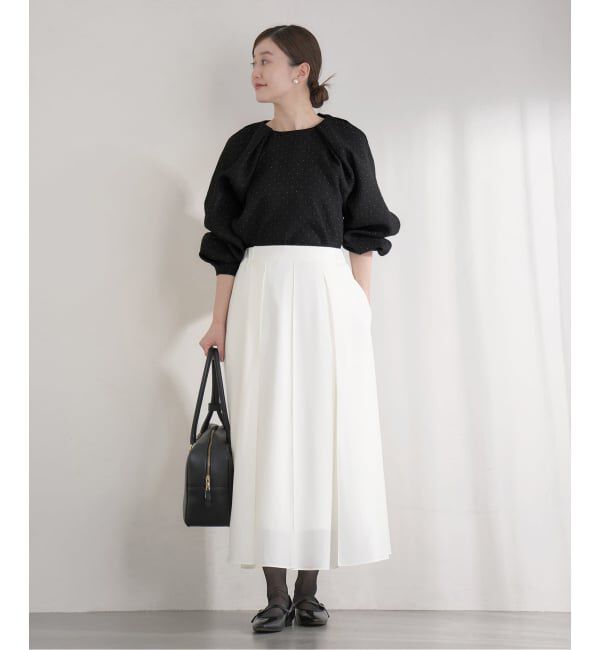 IENA「&NAVY オーガンジージャガードタックブラウス」|シャツ・ブラウス|