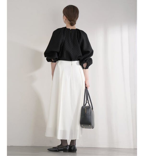 IENA「&NAVY オーガンジージャガードタックブラウス」|シャツ・ブラウス|