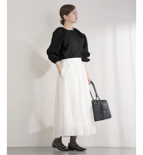 IENA「&NAVY オーガンジージャガードタックブラウス」|シャツ・ブラウス|