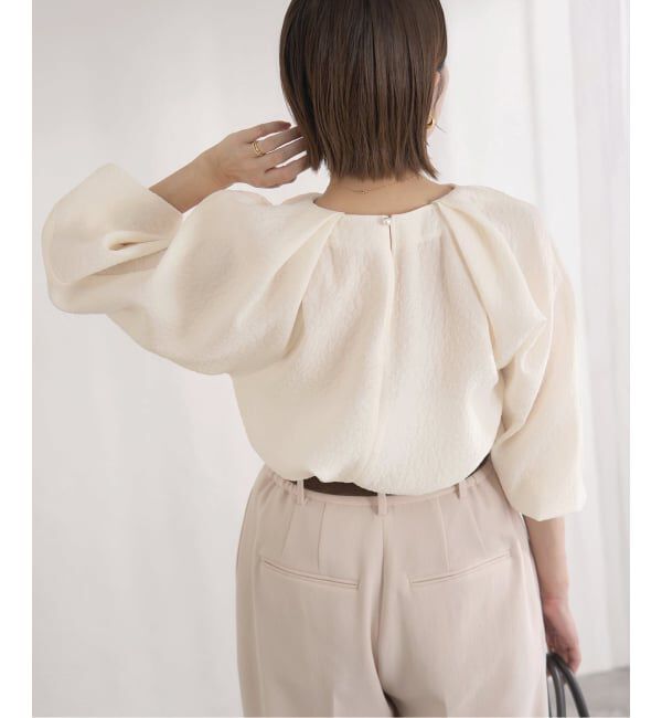 IENA「&NAVY オーガンジージャガードタックブラウス」|シャツ・ブラウス|