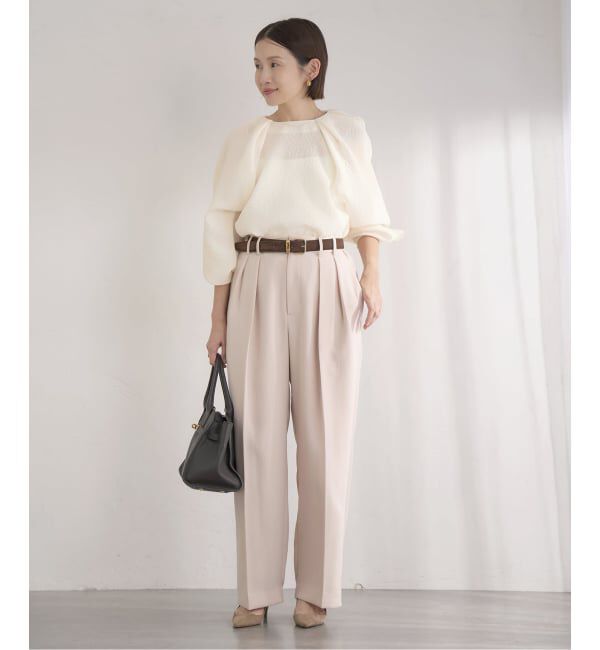 IENA「&NAVY オーガンジージャガードタックブラウス」|シャツ・ブラウス|