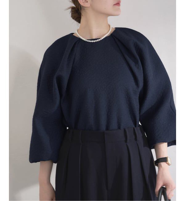 IENA「&NAVY オーガンジージャガードタックブラウス」|シャツ・ブラウス|