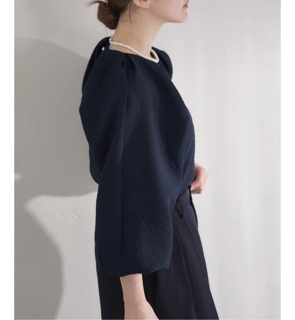 IENA「&NAVY オーガンジージャガードタックブラウス」|シャツ・ブラウス|