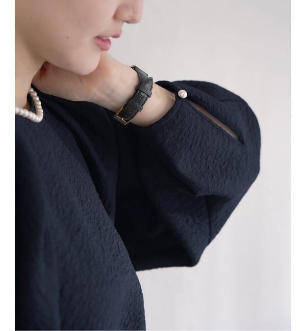 IENA「&NAVY オーガンジージャガードタックブラウス」|シャツ・ブラウス|