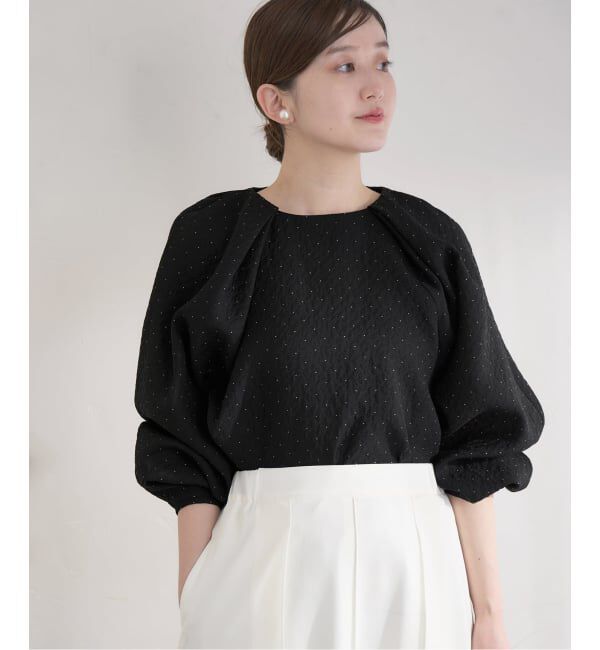 IENA「&NAVY オーガンジージャガードタックブラウス」|シャツ・ブラウス|