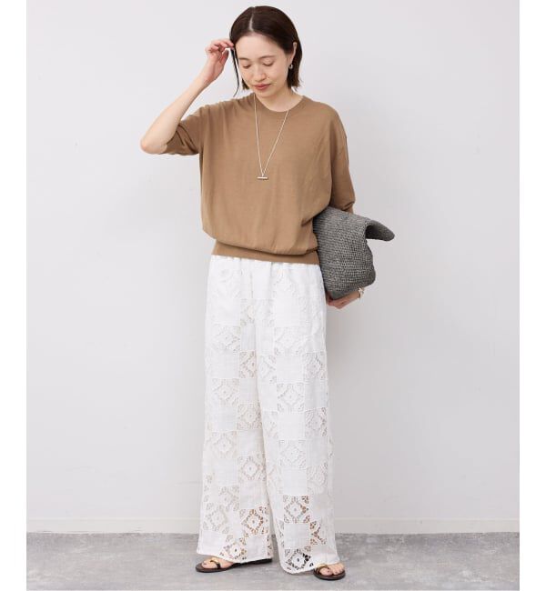 SLOBE IENA「《シリーズあり/予約》コットンキュプラハーフスリーブプルオーバー」|ニット・セーター|