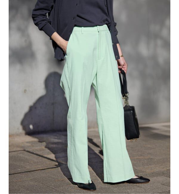 SLOBE IENA「《34・40サイズWEB限定展開/シリーズあり/予約》リネンmixストレッチパンツ」|その他|グリーン D