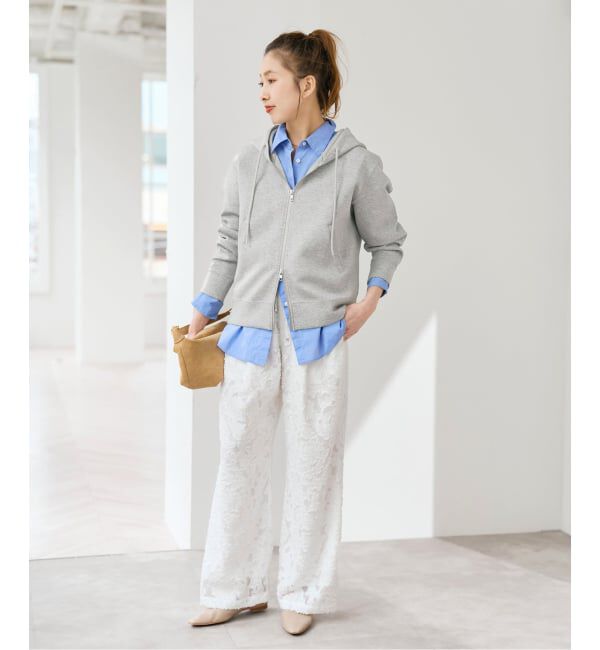 Spick and Span「《追加5》ストレッチジップフードパーカー」|Tシャツ・カットソー|