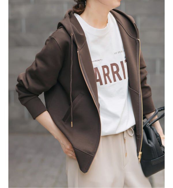 Spick and Span「《追加5》ストレッチジップフードパーカー」|Tシャツ・カットソー|