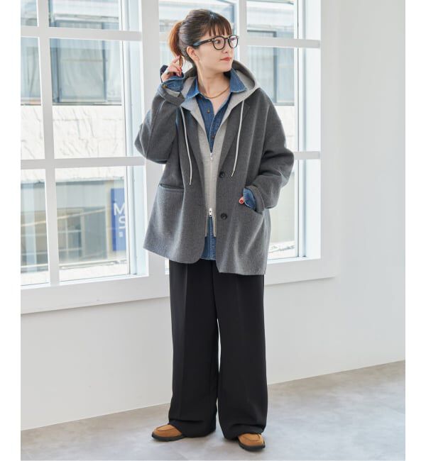 Spick and Span「《追加5》ストレッチジップフードパーカー」|Tシャツ・カットソー|