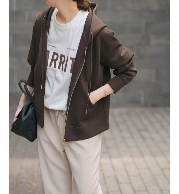 Spick and Span「《追加5》ストレッチジップフードパーカー」|Tシャツ・カットソー|