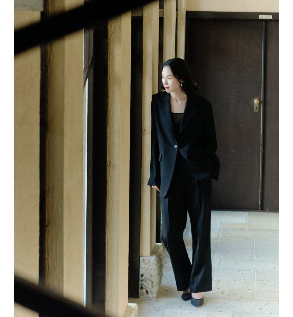 NOBLE「ELENI/エルニ ウールギャバプリーツベルトパンツ」|スラックス|