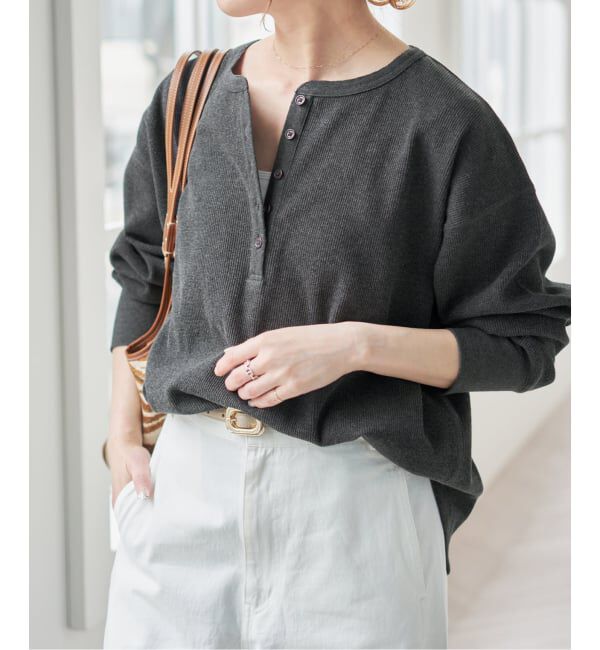 Spick and Span「《新色有り / 追加予約》2枚SETヘンリーネックプルオーバー」|Tシャツ・カットソー|グレー