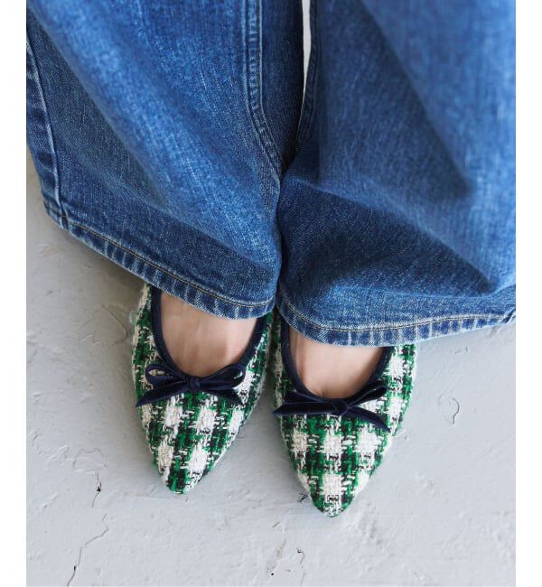  「ポインテッドツイードバレエ」|バレエシューズ|グリーン