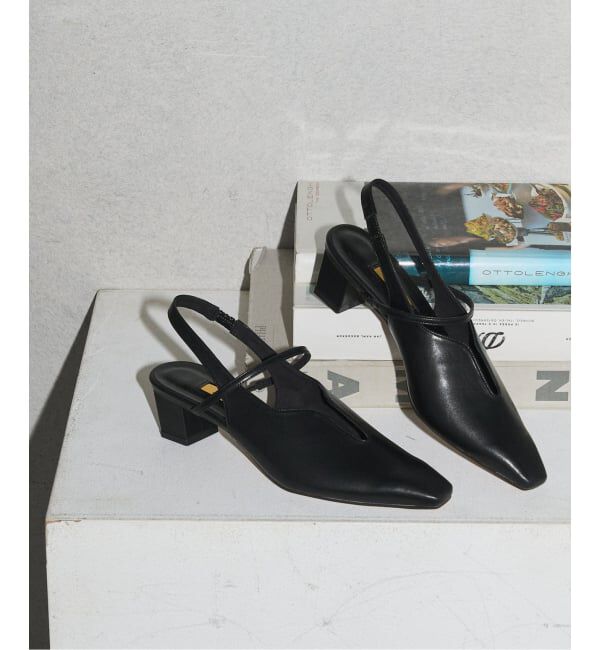 GRISE「《追加予約》GRISE4cmナロースクエアウェーブスリングバック」|パンプス|ブラック