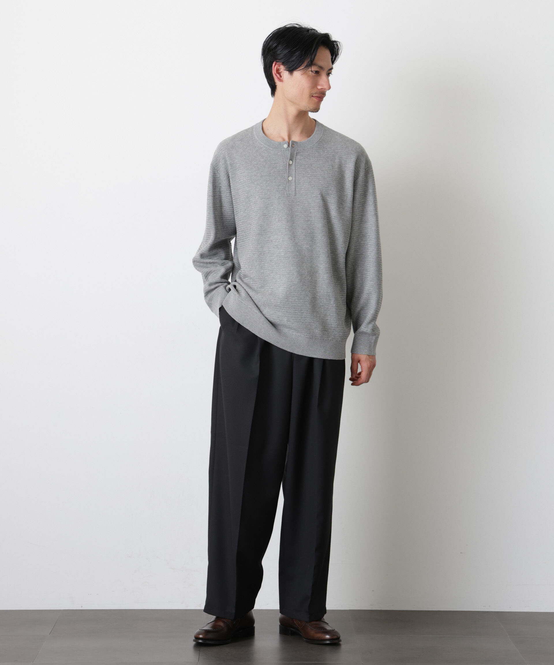 nano･universe「テクスチャーヘンリーネックニット」|ニット・セーター|