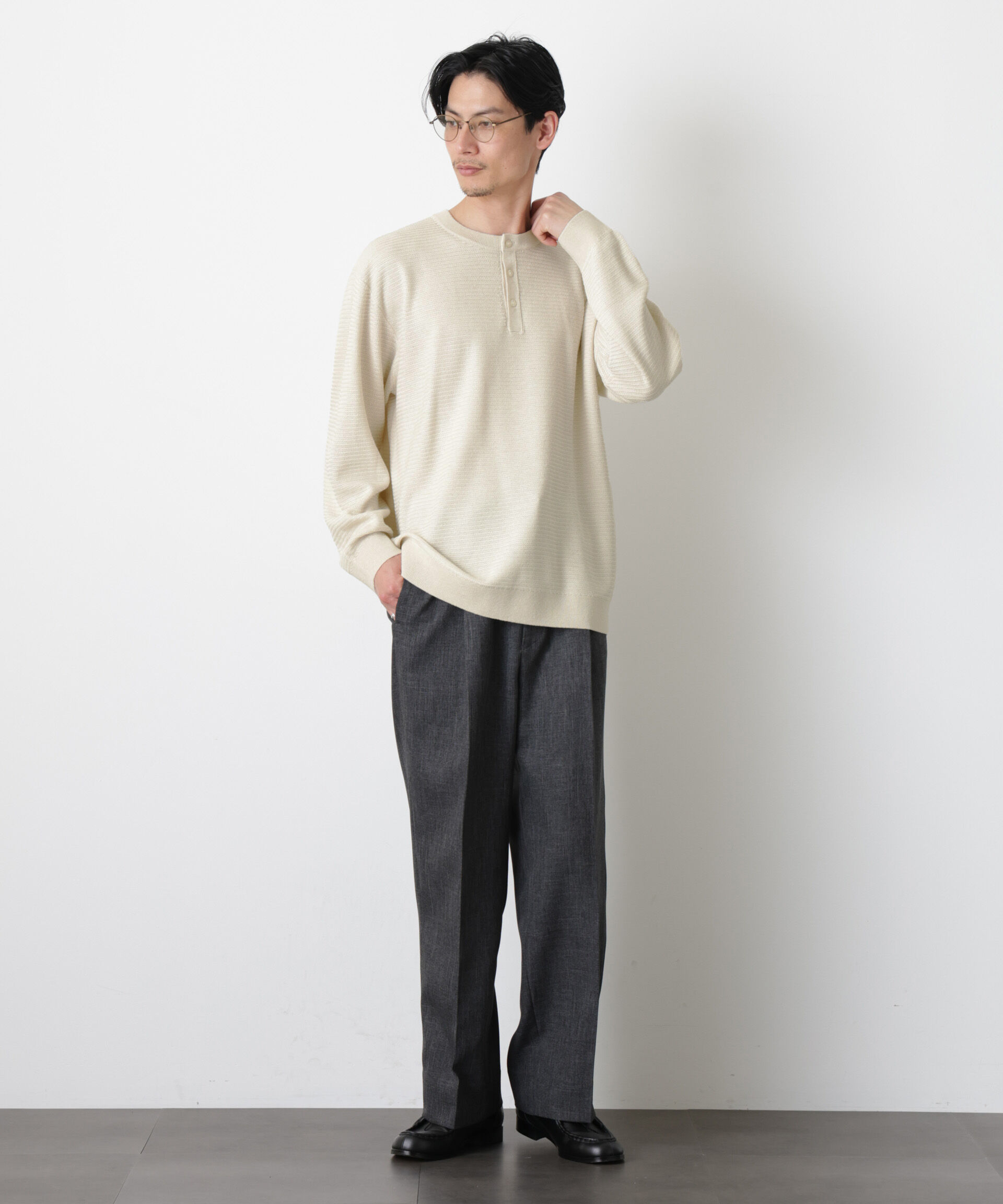 nano･universe「テクスチャーヘンリーネックニット」|ニット・セーター|