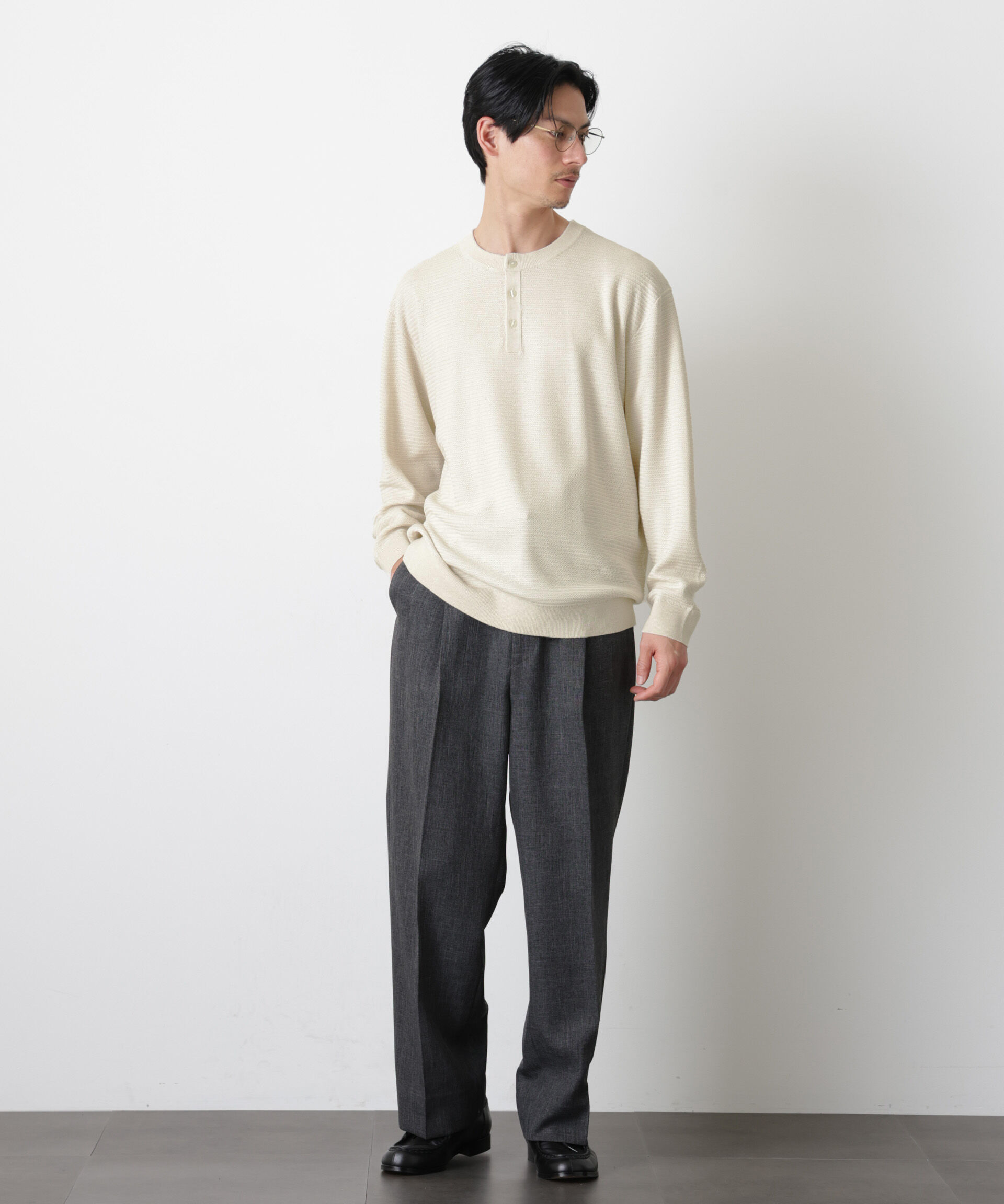 nano･universe「テクスチャーヘンリーネックニット」|ニット・セーター|