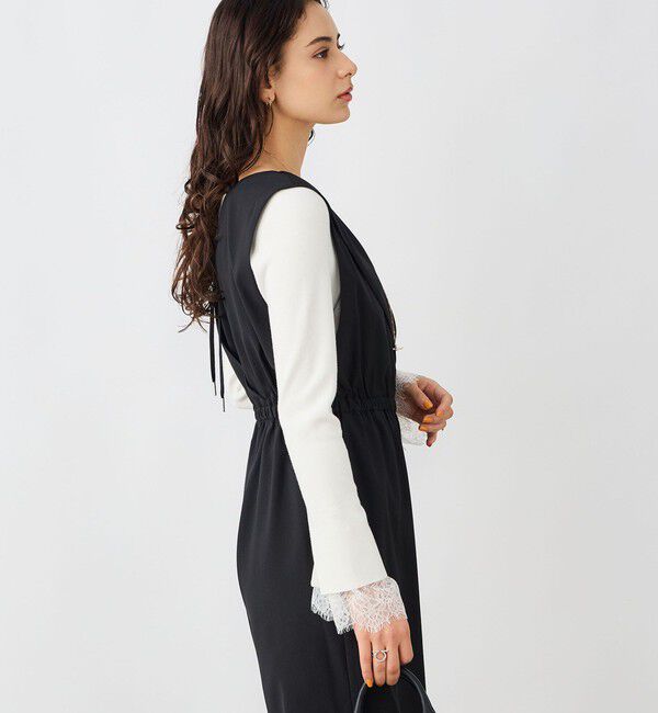 NOLLEY'S sophi「《手洗い可能》袖口レース取り外し可総針スクエアネックプルオーバー」|ニット・セーター|