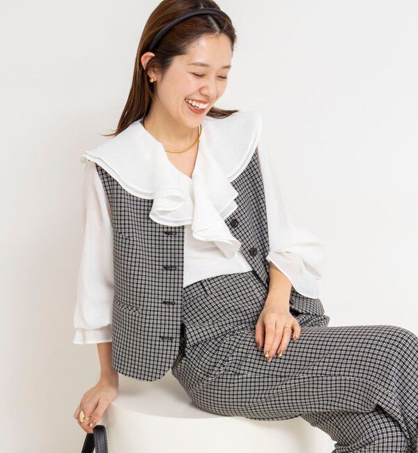 NOLLEY'S「《セットアップ対応》ウォッシャブルビーチェックベスト」|ベスト・ジレ|