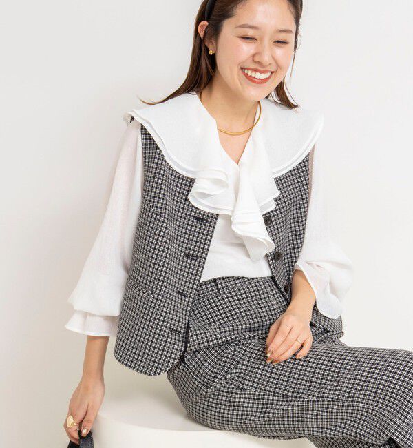 NOLLEY'S「《セットアップ対応》ウォッシャブルビーチェックベスト」|ベスト・ジレ|