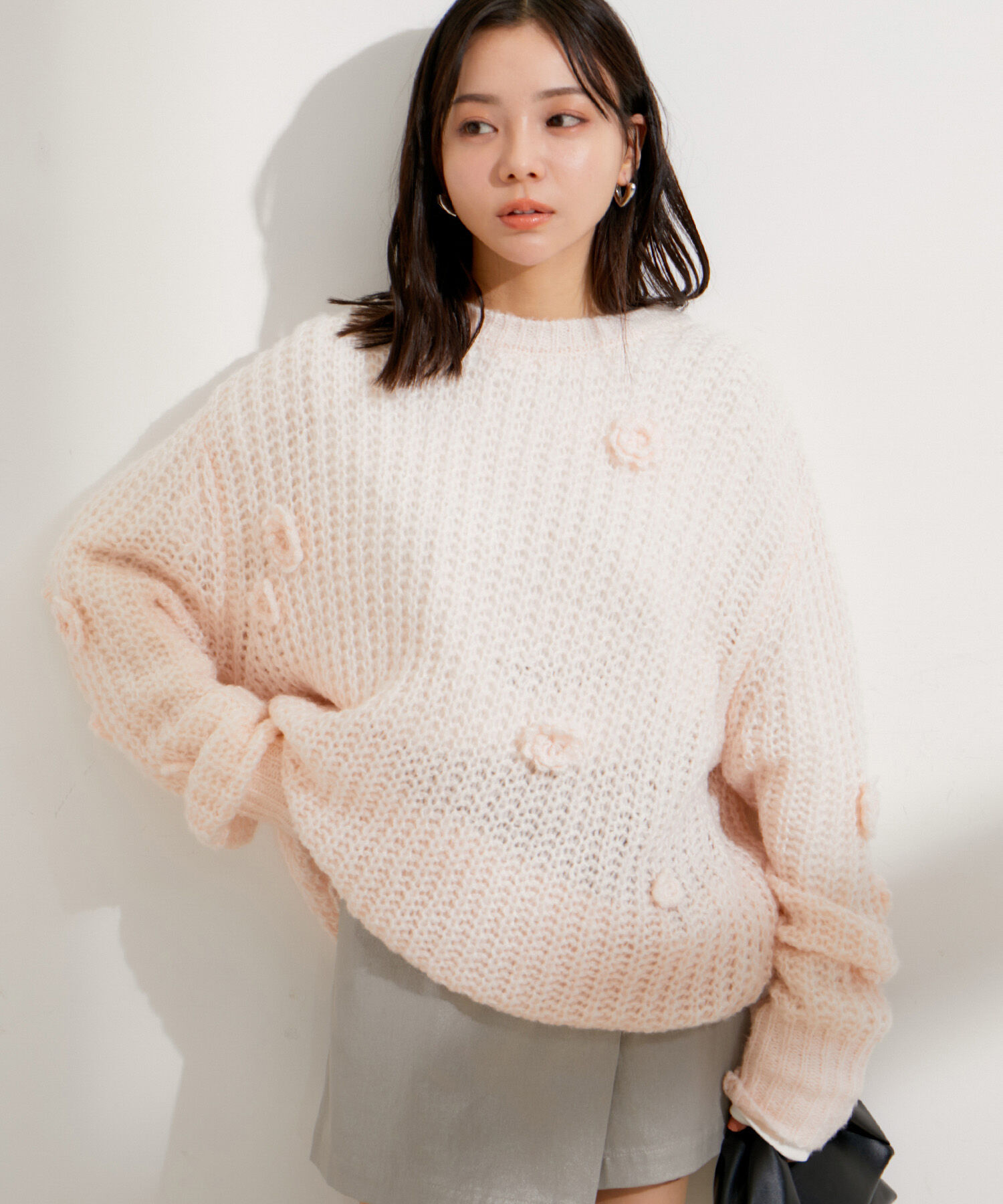 VIS「お花ぽんぽんシアーニット」|ニット・セーター|