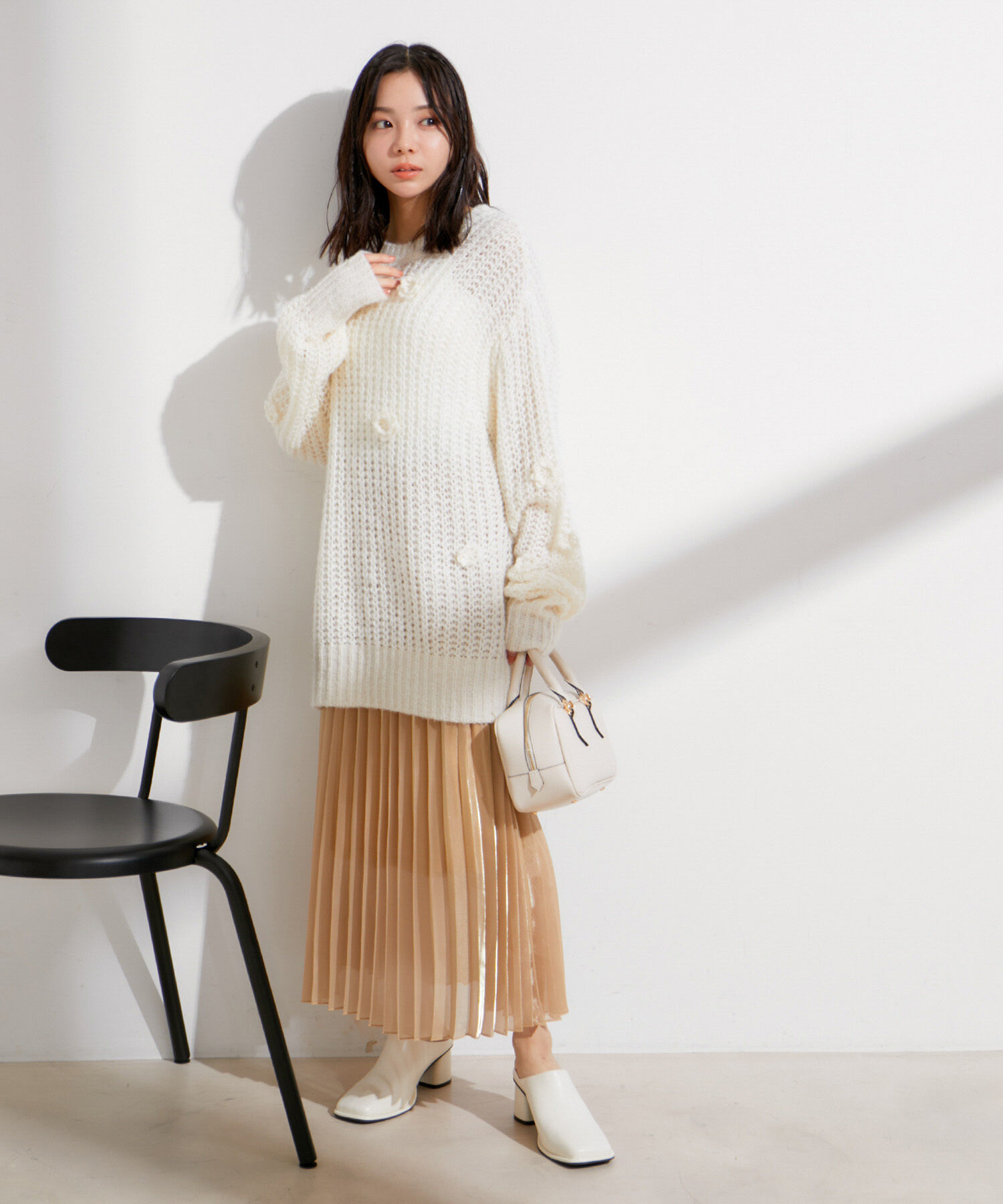 VIS「お花ぽんぽんシアーニット」|ニット・セーター|