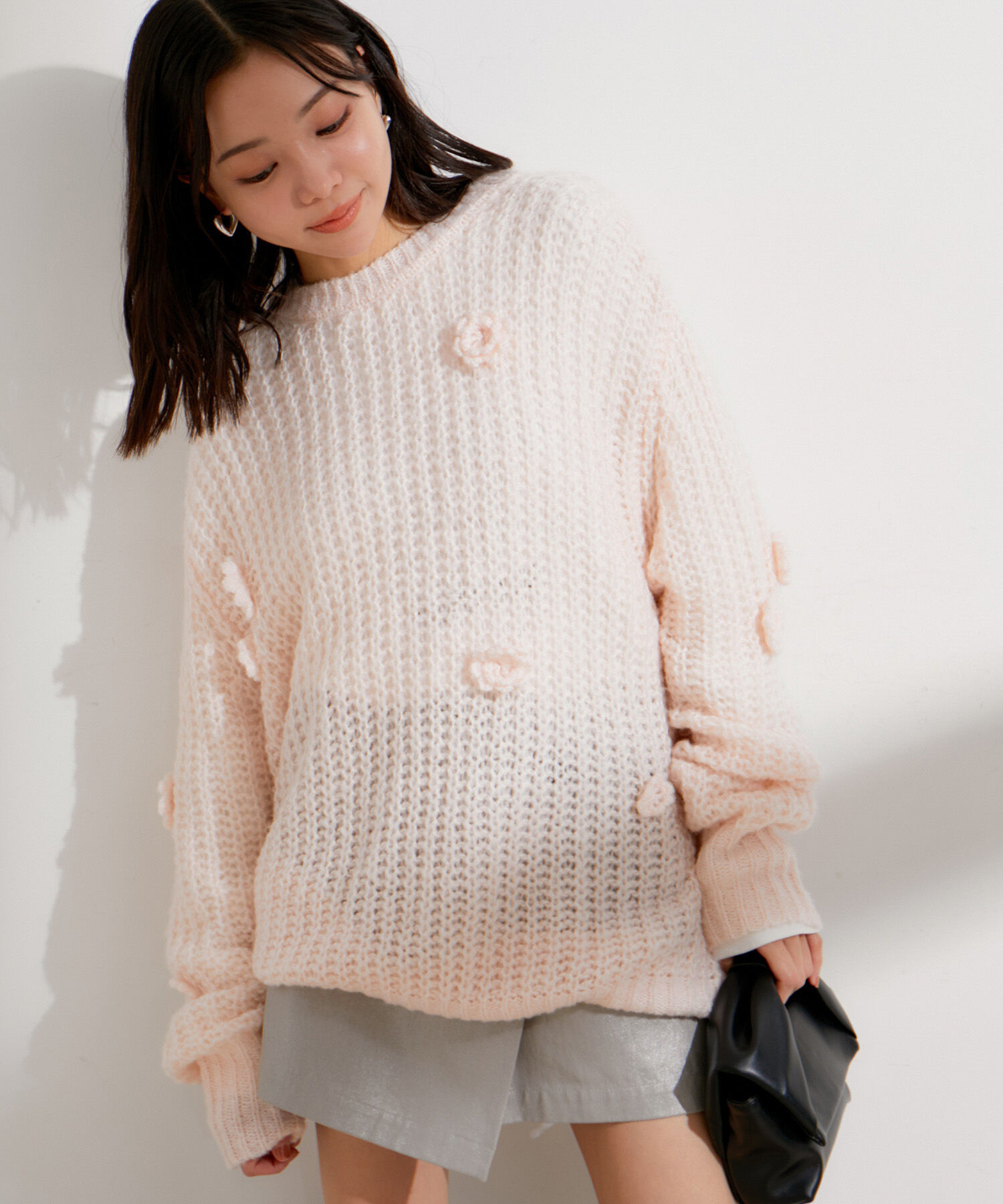 VIS「お花ぽんぽんシアーニット」|ニット・セーター|