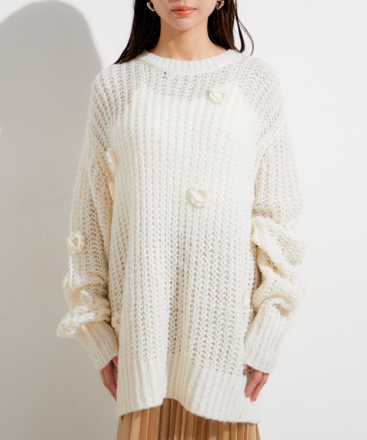 VIS「お花ぽんぽんシアーニット」|ニット・セーター|