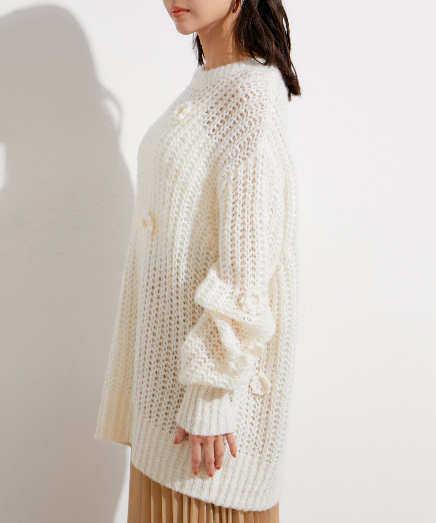 VIS「お花ぽんぽんシアーニット」|ニット・セーター|