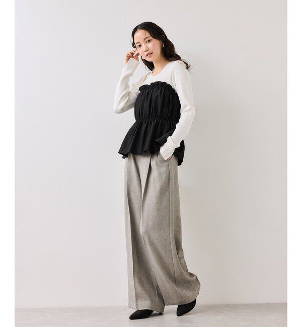 VIS「シャーリングビスチェドッキングニット/イージーケア」|ニット・セーター|