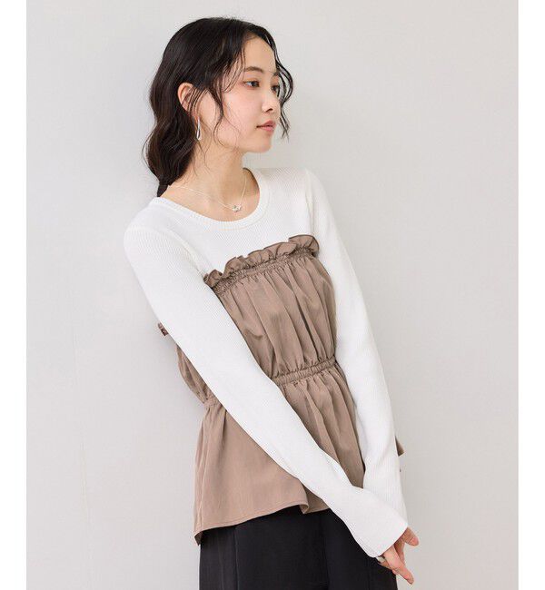 VIS「シャーリングビスチェドッキングニット/イージーケア」|ニット・セーター|