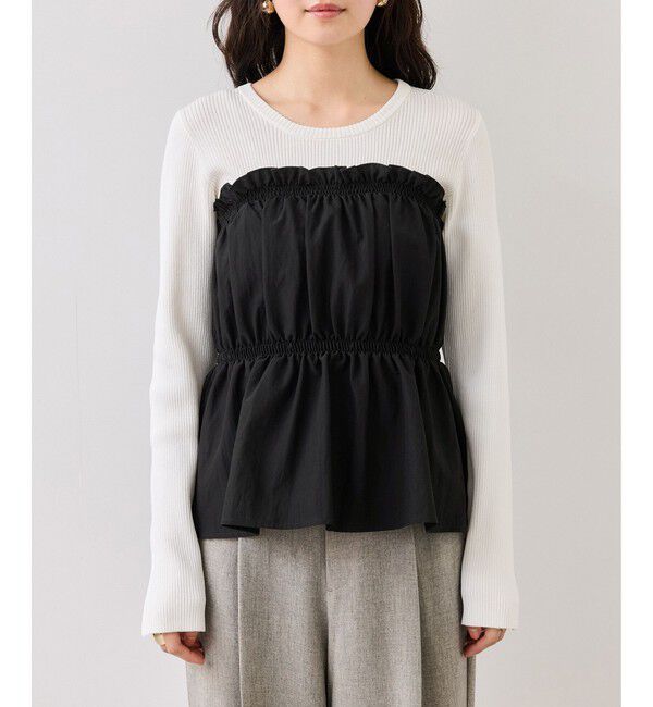 VIS「シャーリングビスチェドッキングニット/イージーケア」|ニット・セーター|