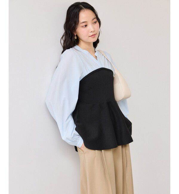 VIS「ペプラムニットドッキングブラウス」|シャツ・ブラウス|