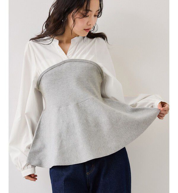 VIS「ペプラムニットドッキングブラウス」|シャツ・ブラウス|