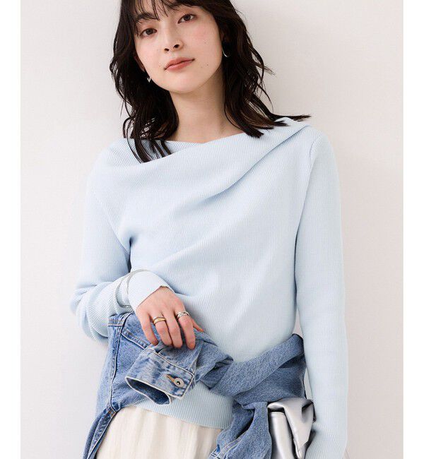 VIS「ドレープオフショルダーリブニット/イージーケア」|ニット・セーター|