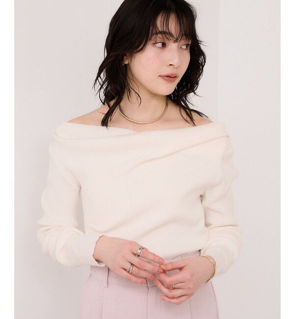 VIS「ドレープオフショルダーリブニット/イージーケア」|ニット・セーター|