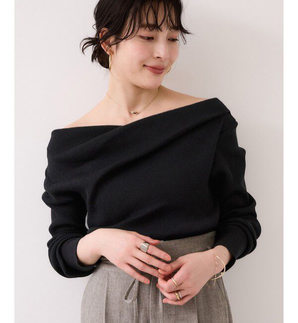 VIS「ドレープオフショルダーリブニット/イージーケア」|ニット・セーター|