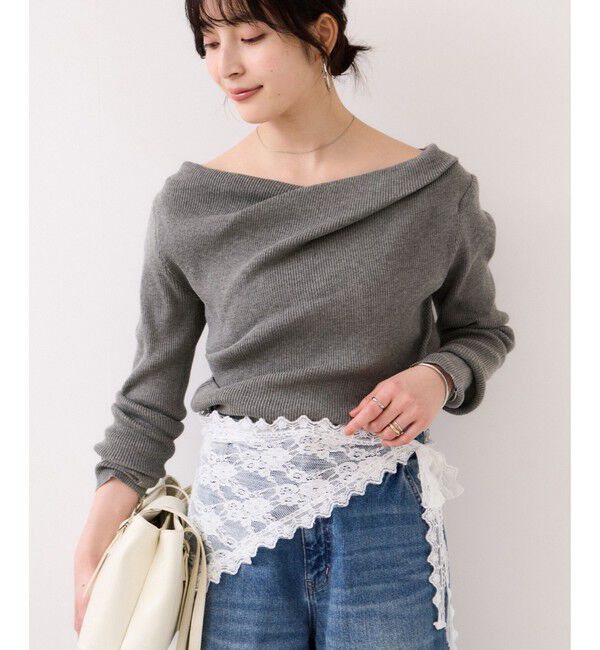 VIS「ドレープオフショルダーリブニット/イージーケア」|ニット・セーター|