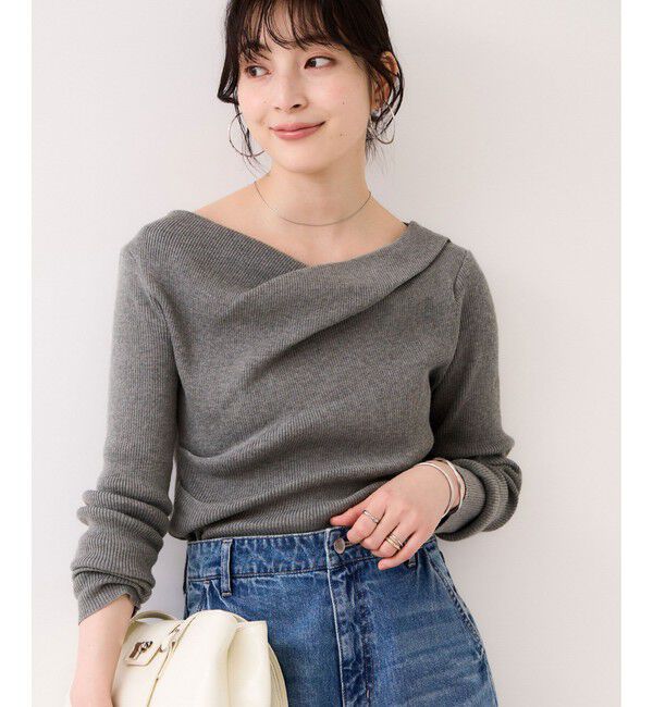 VIS「ドレープオフショルダーリブニット/イージーケア」|ニット・セーター|