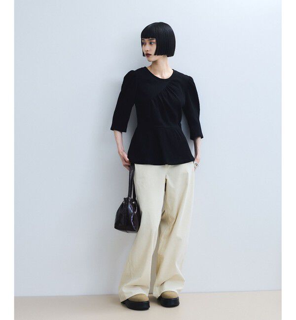 ADAM ET ROPE'「【WEB限定】ハーフスリーブペプラムカットソー」|Tシャツ・カットソー|